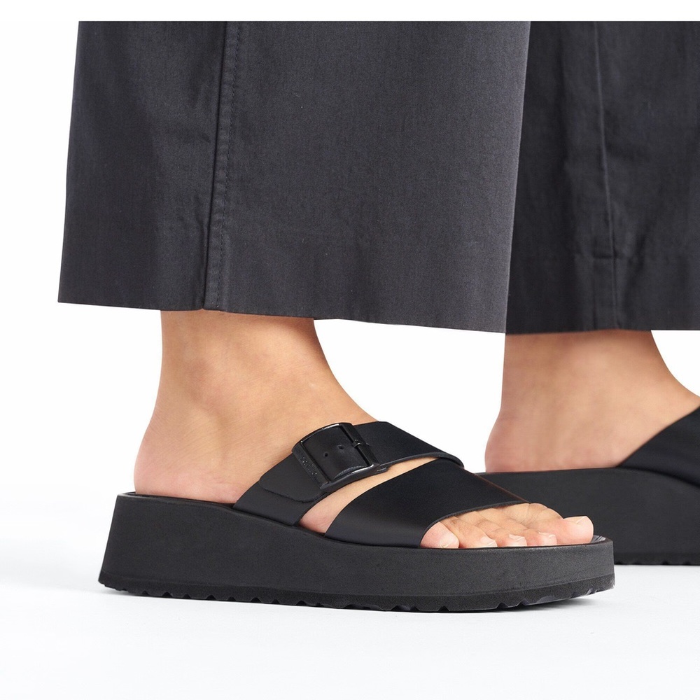 Birkenstock Papillio Almina Black Platform Slide Sandals Sz 37 - Picture 5 of 13